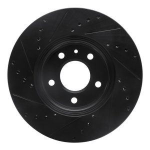 Cadillac CT4 Brake Rotor (1) - Front Right - R1 Concepts - Drilled & Slotted - Black - `13-`25